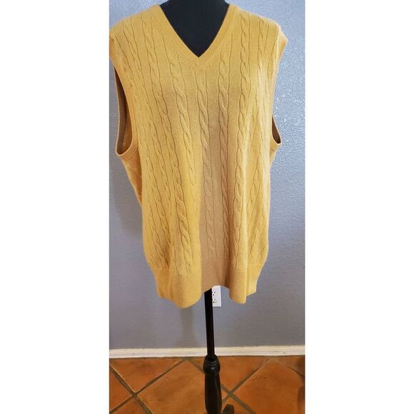 Peter Millar Men's Yellow Mustard Cashmere Knit Vest Sweater Large - Picture 3 of 13